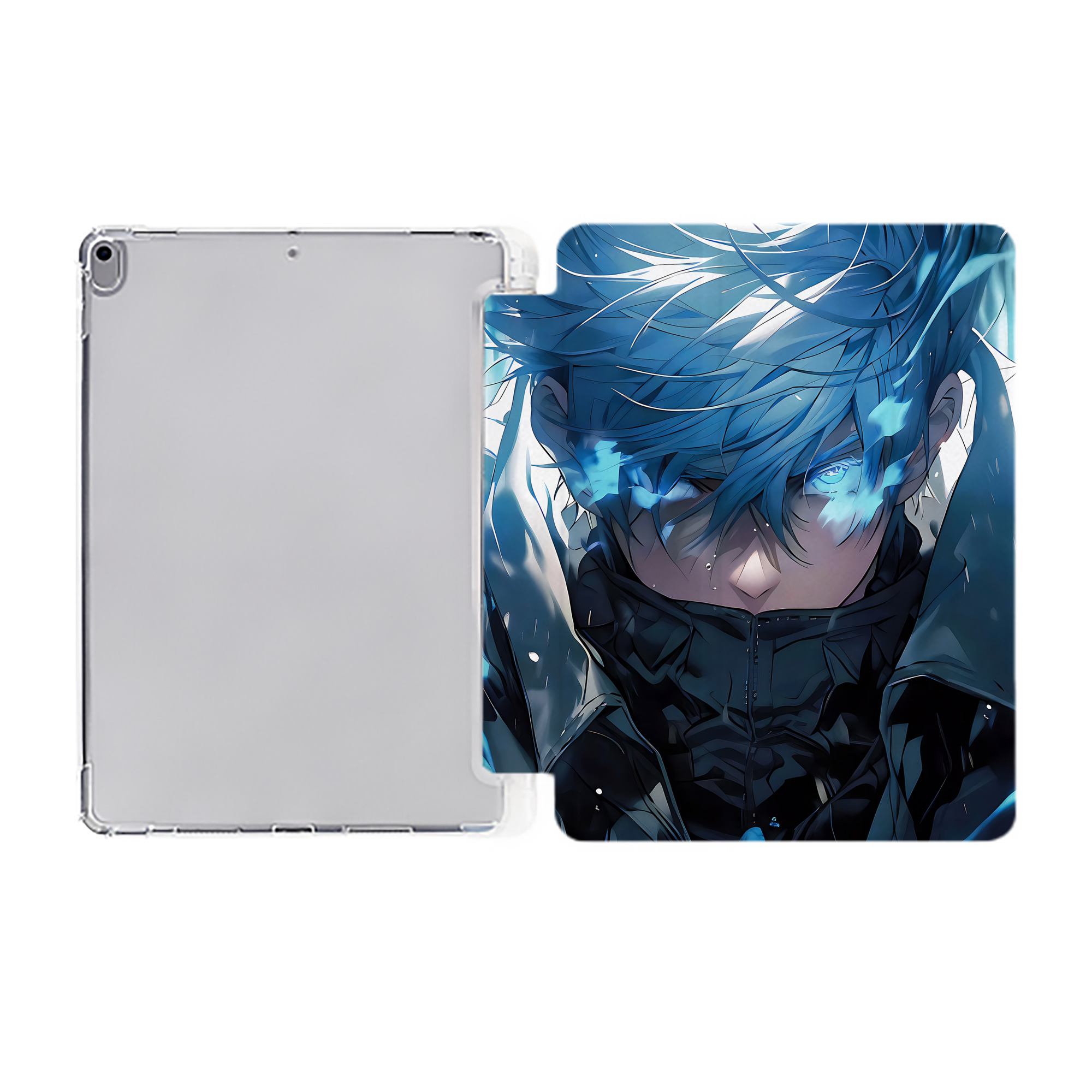 （画像用） 呪術廻戦 Jujutsu Kaisen IPad ケース ペン収納付き 三つ折りスタンド PUレザー×シリコン 対応機種9.5/10.5/10.9インチ